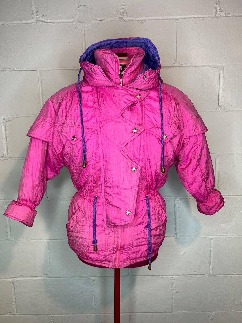 London fog coat girls puffer ski hot pink 1980s hood